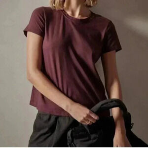 James Perse casual lightweight stylish U neck heathered burgundy short sleeve 1